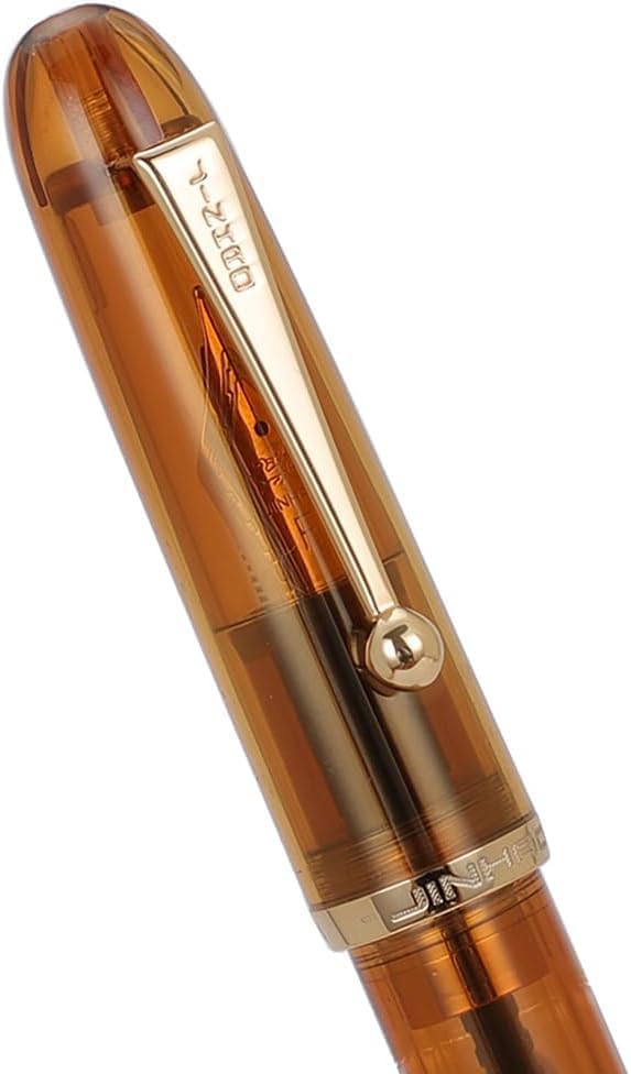 Jinhao 9016 Dadao Series Acrylic Fountain Pen – Fine/Medium Heartbeat Nib, Large Ink Capacity (Transparent Brown)