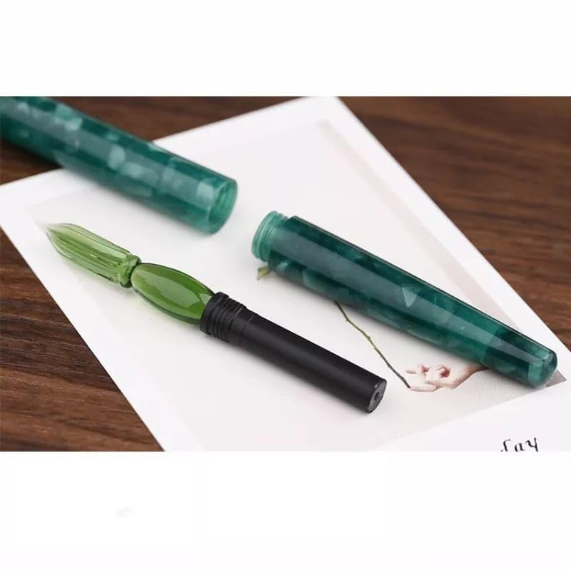 Moonman N10 Glass Dip Pen – Forest Green Acrylic Body with Handcrafted Glass Nib, 0.6–0.8mm, for Writing, Calligraphy & Drawing