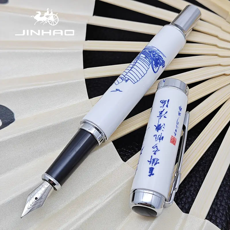 Jinhao 950 Fountain Pen – Blue & White Porcelain Ship Print | Medium Nib
