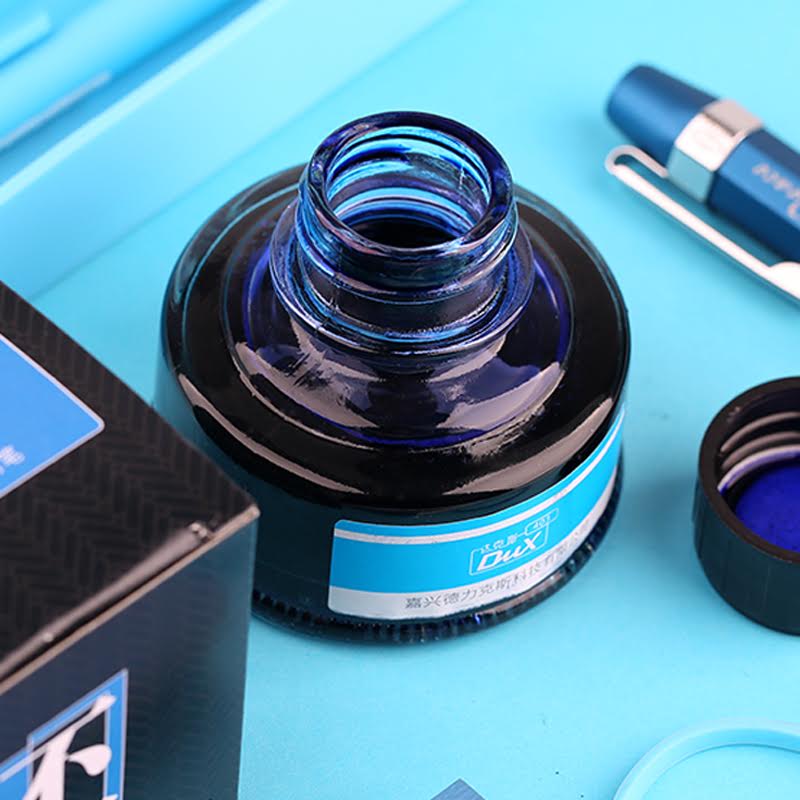 DUX 50ml Fountain Pen Ink – Non-Carbon, Quick-Drying, Smudge-Free (Black / Blue / Blue-Black / Red)