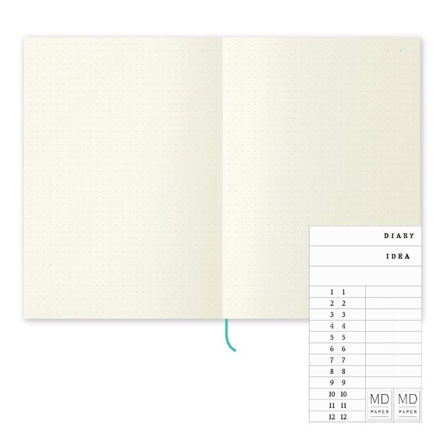 Midori MD Notebook – A5 Size, Dot Grid, 368 Pages, Soft Paper Cover, Japanese Minimalist Design