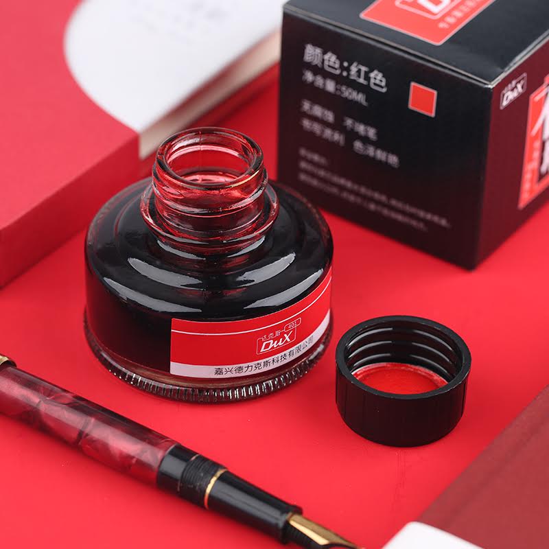 DUX 50ml Fountain Pen Ink – Non-Carbon, Quick-Drying, Smudge-Free (Black / Blue / Blue-Black / Red)