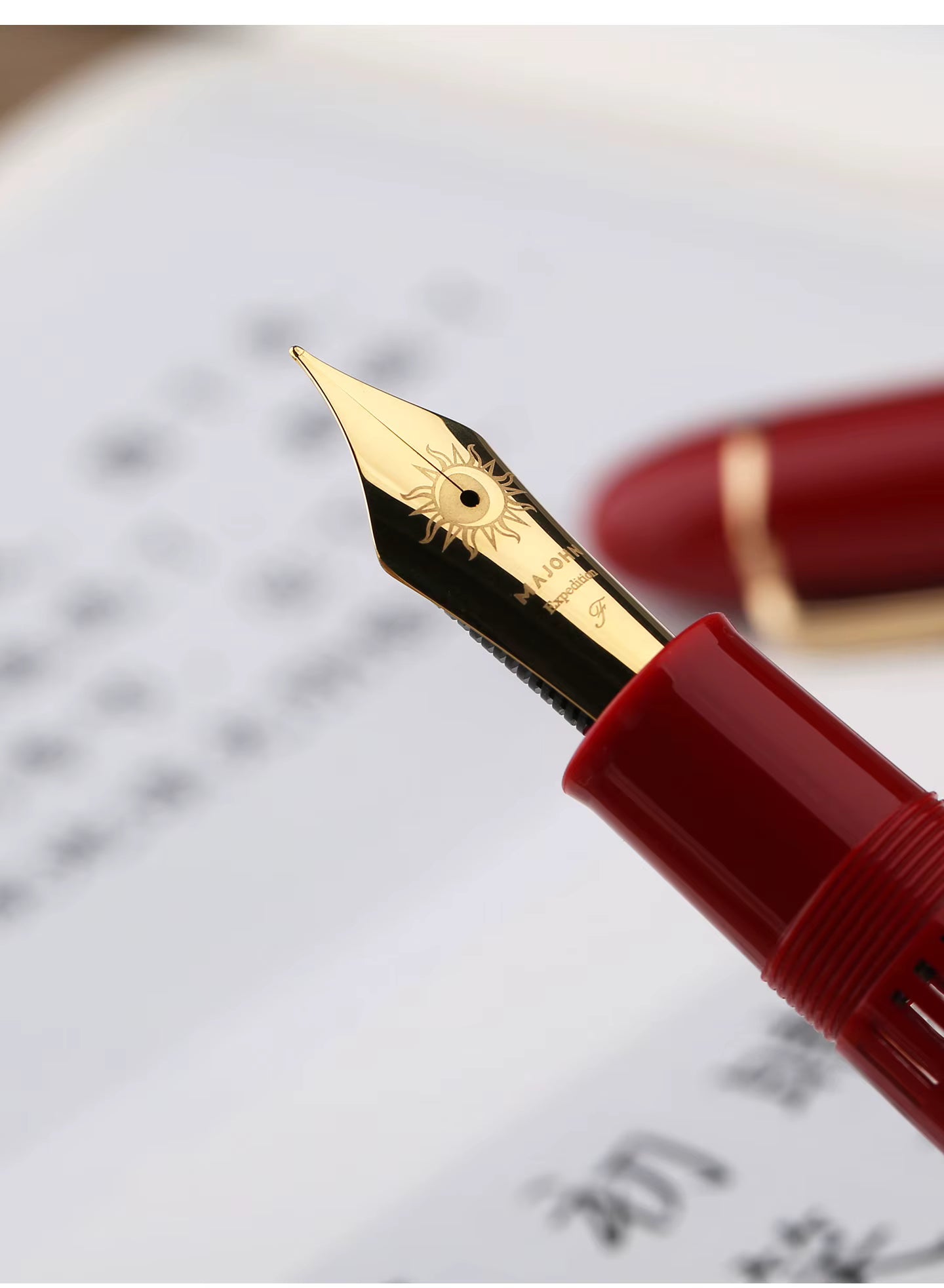 Moonman P141 Fountain Pen with Unique Sun Carved #8 Nib - Large Piston Filler, Fine Tip, Elegant Resin Body.