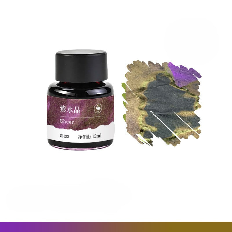 Ostrich Purple Amethyst Sheen Fountain Pen Ink 15ml – Purple with Golden Metallic Sheen Ink
