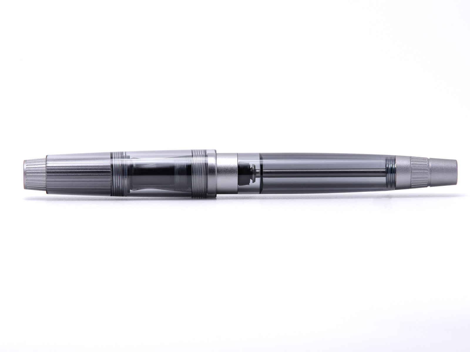 Natami Super Warship Fountain Pen – Fine Nib, Transparent Clear Body, Vacuum Filling System (Black Storms Design)