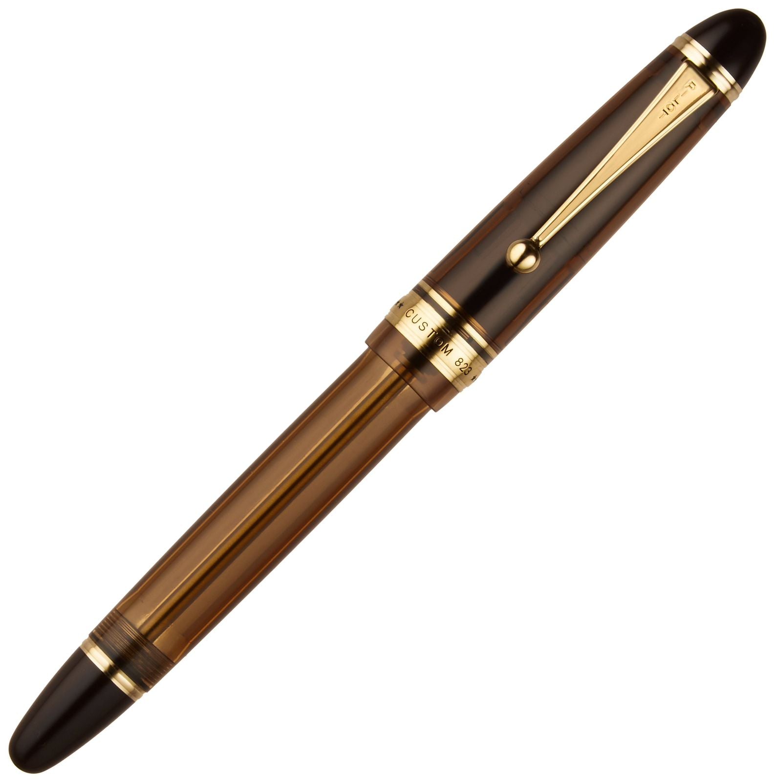 Pilot Custom 823 Fountain Pen - Amber Brown with 14K Gold Medium Nib