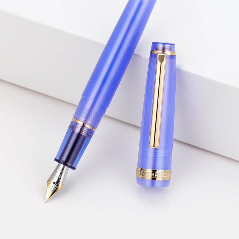 Jinhao 82 Transparent Acrylic Fountain Pen with Gold Clip, Iridium Fine Nib & Ink Converter – Celestite
