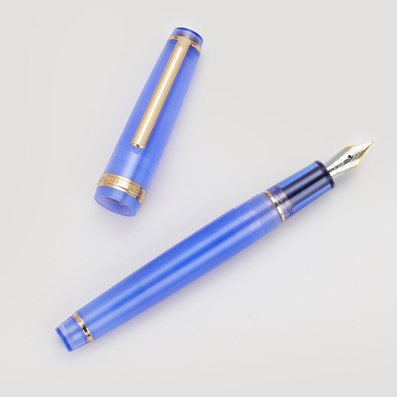 Jinhao 82 Transparent Acrylic Fountain Pen with Gold Clip, Iridium Fine Nib & Ink Converter – Celestite