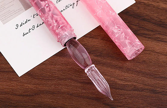 Moonman N10 Glass Dip Pen – Pink Acrylic Body with Handcrafted Glass Nib, 0.6–0.8mm, for Writing, Calligraphy & Drawing