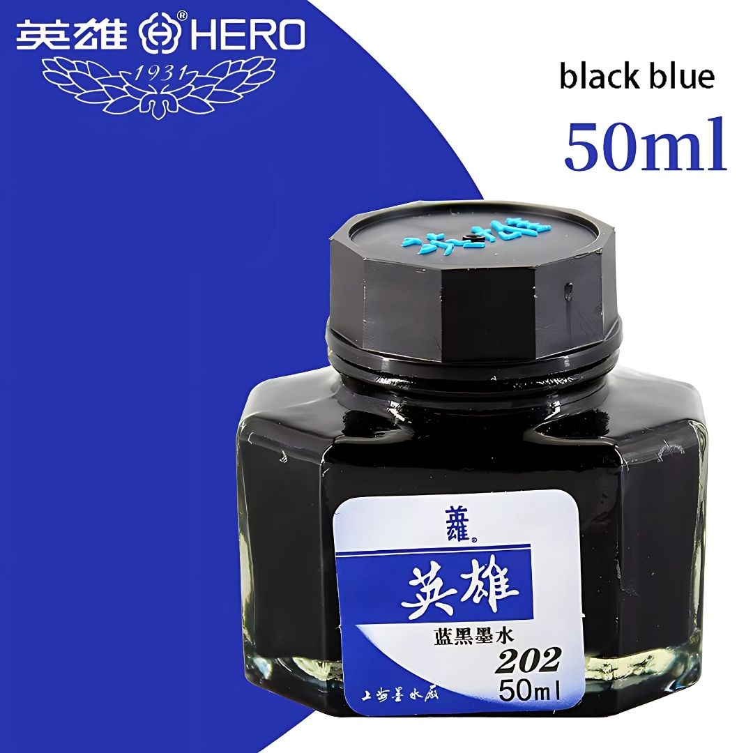 Hero 50ML Fountain Pen Ink – Non-Carbon, Smooth Writing, Professional Quality Ink Bottle (Red / Blue / Black / Blue-Black)