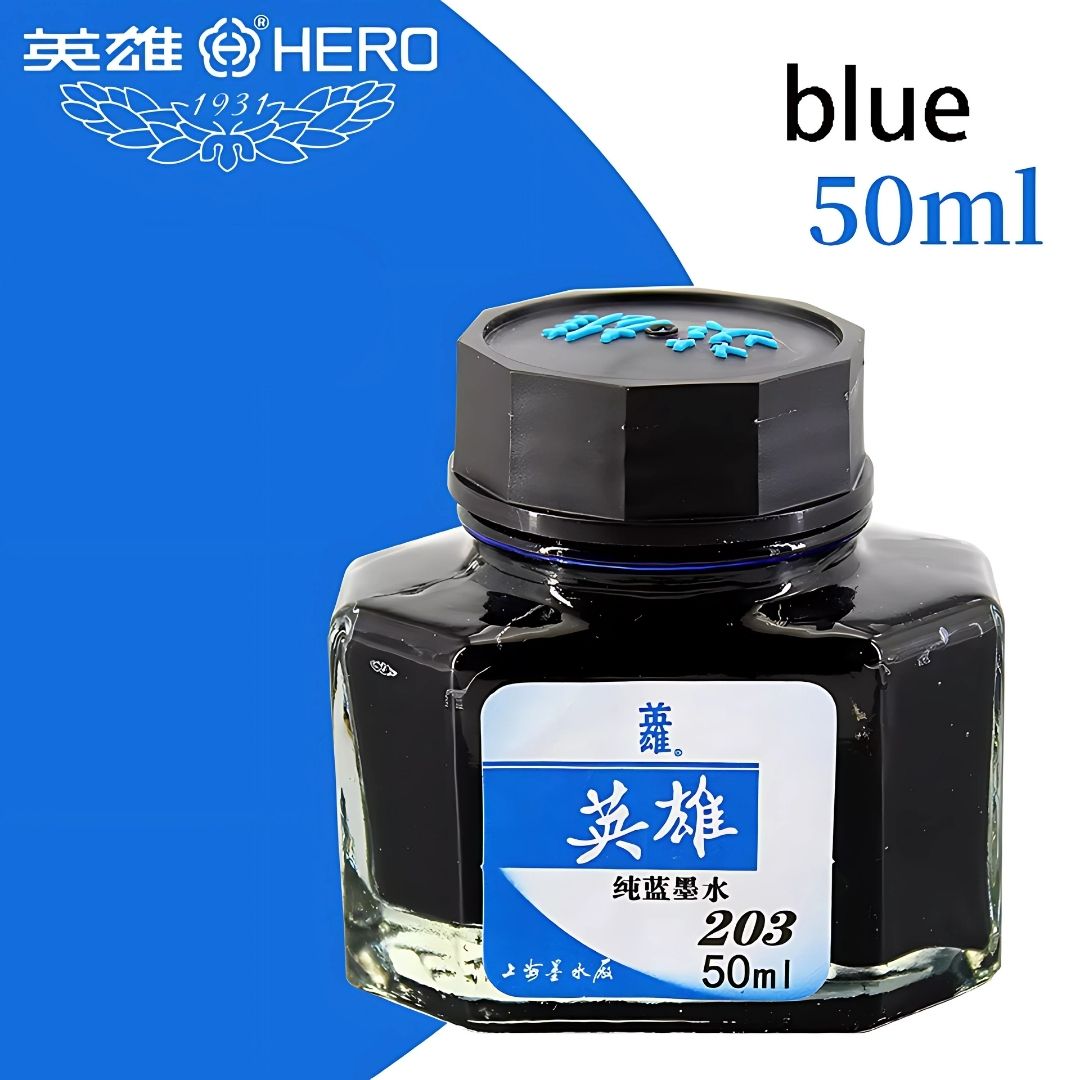 Hero 50ML Fountain Pen Ink – Non-Carbon, Smooth Writing, Professional Quality Ink Bottle (Red / Blue / Black / Blue-Black)