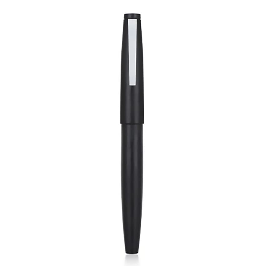 Jinhao 80 Black Fiber Brushed Fountain Pen, Iridium Fine and Silver Nib with Ink Converter (Silver Clip)