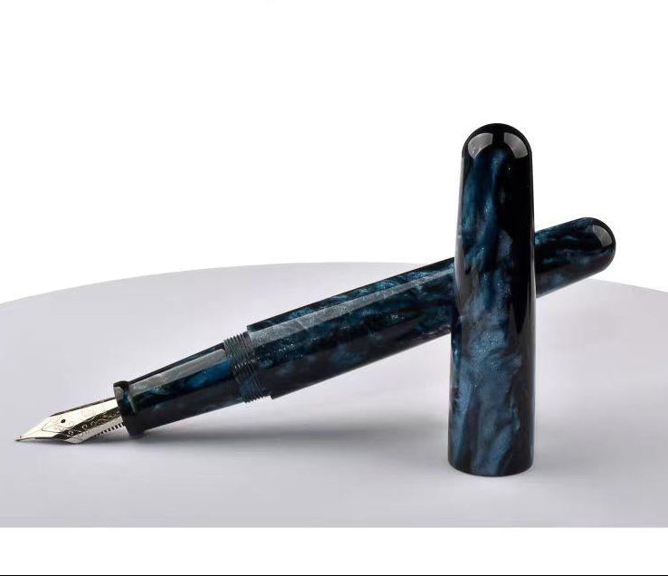 Fuliwen 017 Resin Fountain Pen - Medium Iridium Nib 0.7mm, Acrylic Body, Smooth Writing Ink Pen with Converter for Office, School & Gifts