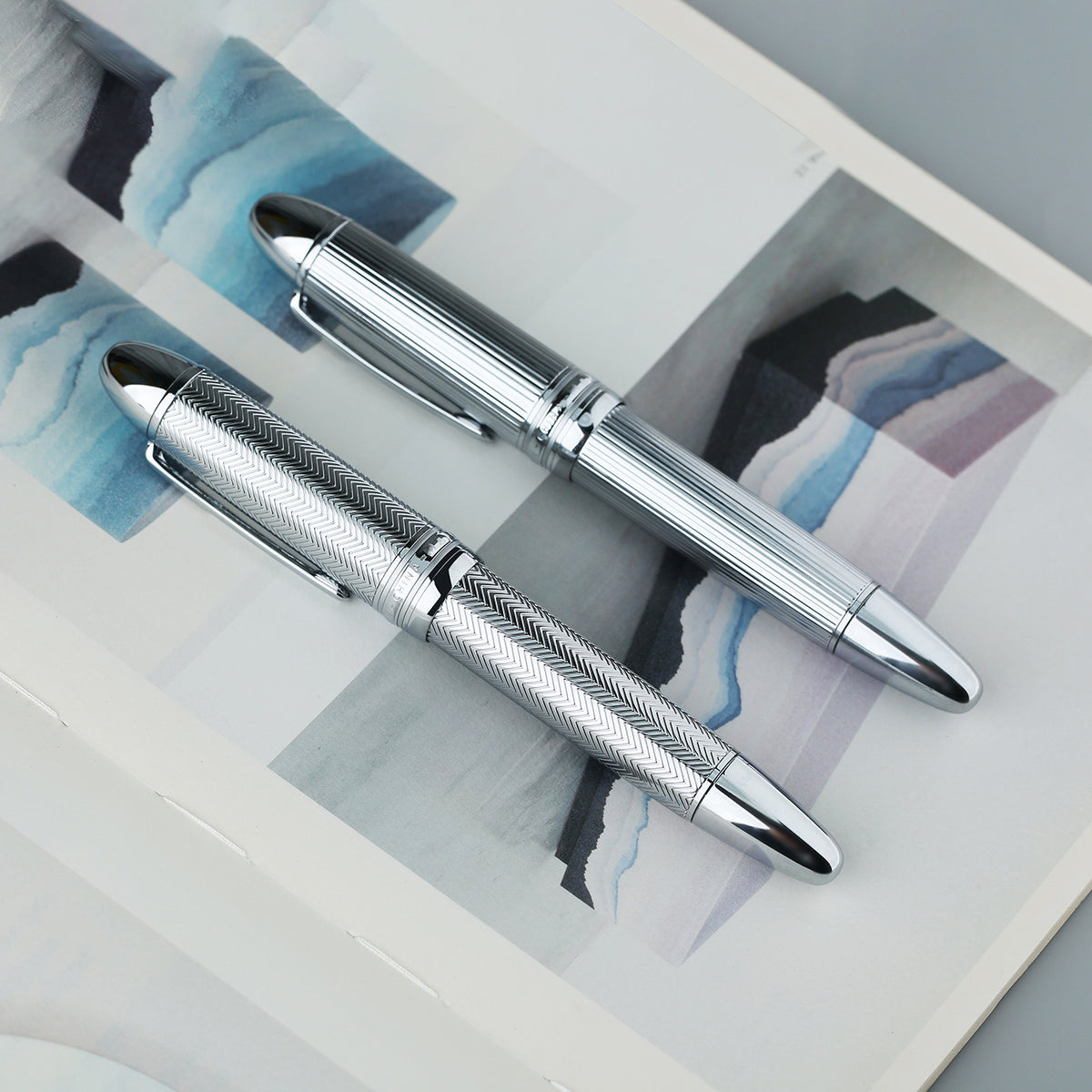 Moonman P141 Silver Brass Piston Fountain Pen with #8 Fine Nib, Ink Window – Luxury Business Pen