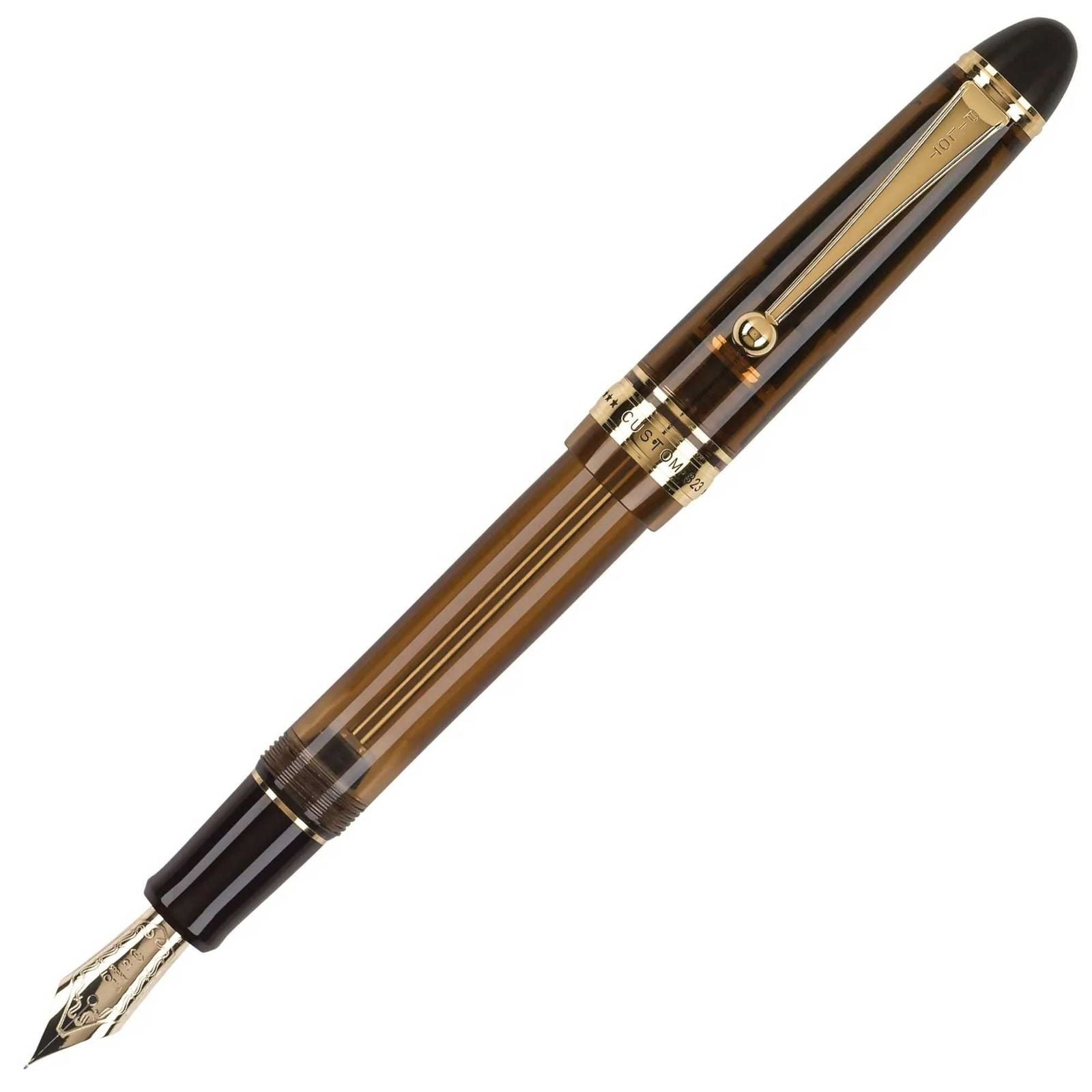 Pilot Custom 823 Fountain Pen - Amber Brown with 14K Gold Medium Nib