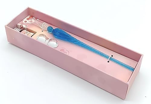 Glass Dip Pen Set – Multicolor Vintage Glass Pen with 1 Ink Bottle & Pen Holder, for Calligraphy, Drawing & Gifting