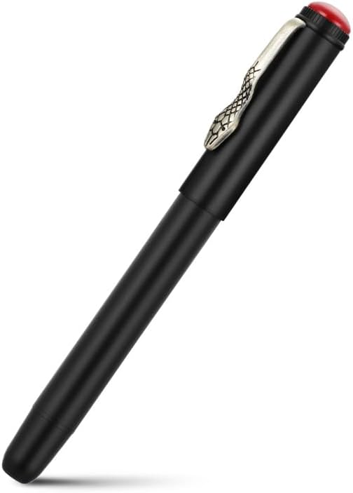 Jinhao 025 Fountain Pen Fine Nib – Retro Snake Clip Design, Smooth Writing Metal Pen with Ink Converter – Calligraphy & Daily Writing Gift for Collectors & Writers