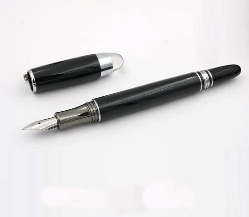 Baoer 79 Metal Black - Silver Clip Fountain Pen – Medium Nib, Smooth Writing for Office Use
