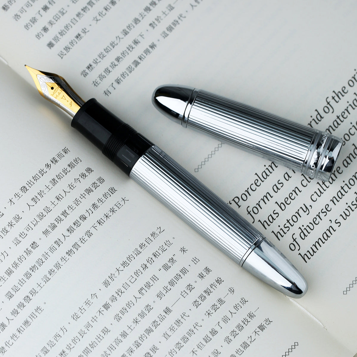 Moonman P141 Silver Brass Piston Fountain Pen with #8 Fine Nib, Ink Window – Luxury Business Pen
