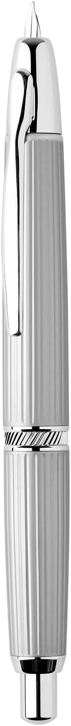 Moonman A1 Retractable Fountain Pen with Box, Press Extra Fine Nib Metal White Stripe Ink Pen with Converter Writing Set (With Clip Version)