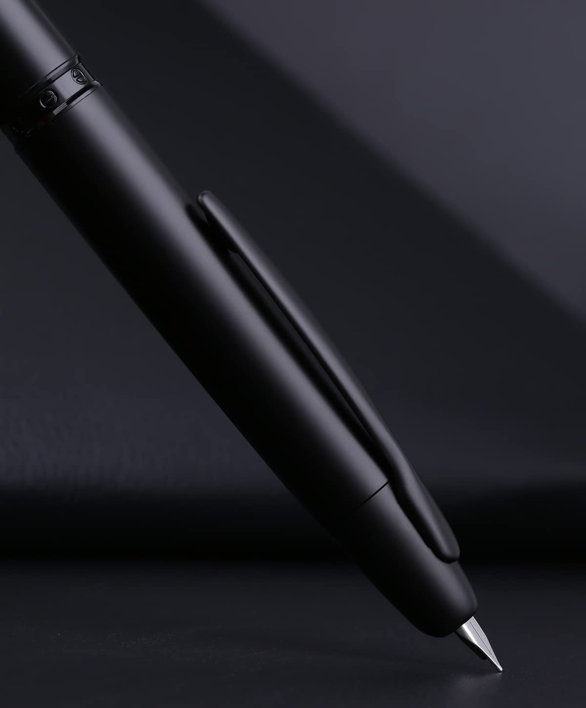 Moonman A1 Press Fountain Pen – Retractable Extra Fine Nib Metal Matte Black Ink Pen with Converter & Gift Box