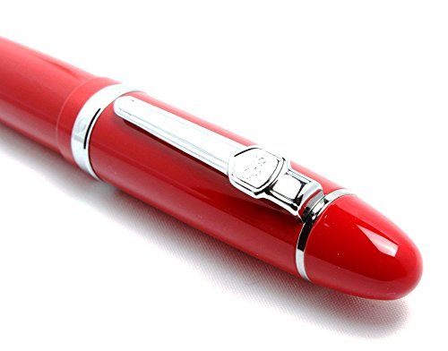 Jinhao 159 Heavyweight Signature Fountain Pen – Shiny Red with Silver Trims, Streamlined Design, Medium Nib & Ink Converter
