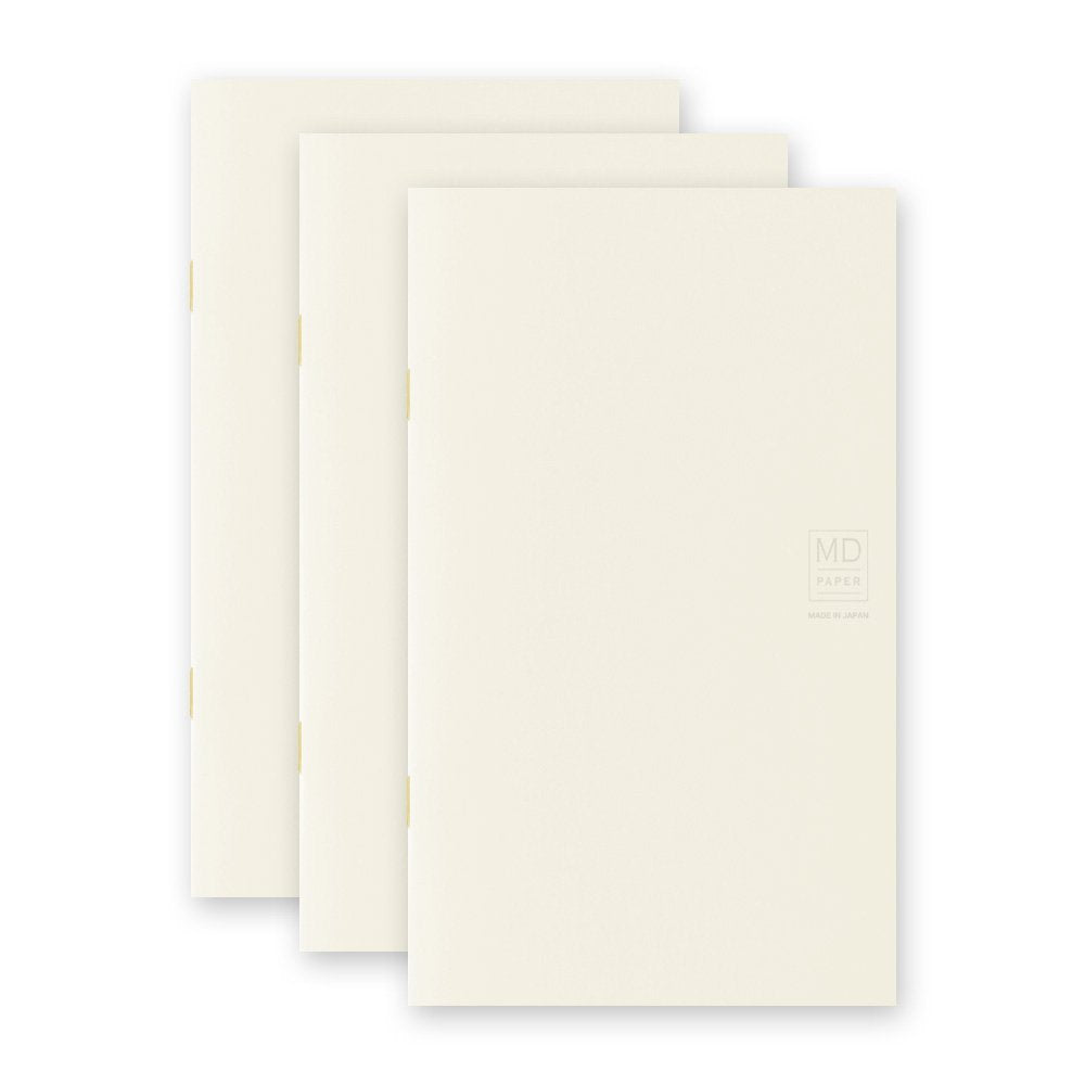 Midori MD Notebook – A6 Size, Blank Pages, Set of 3 (48 Pages Each), Soft Paper Cover, Japanese Minimalist Design