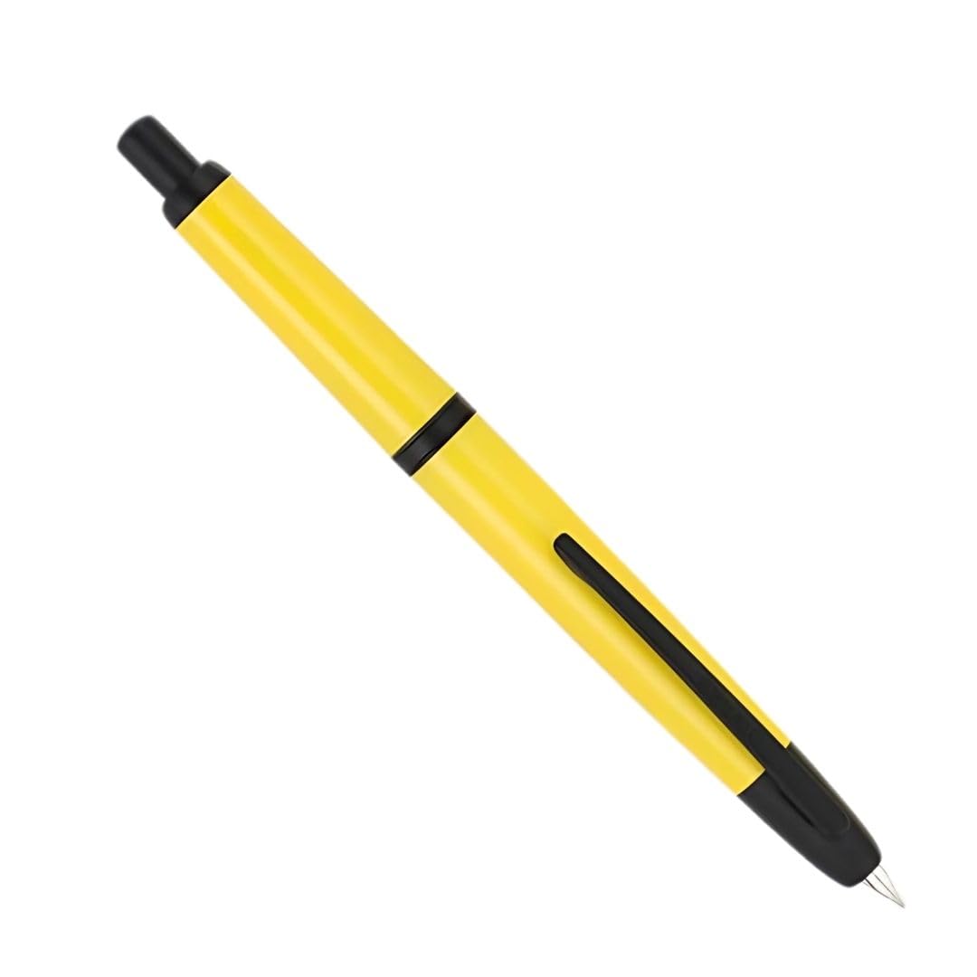 Jinhao 20 Press Retractable Fountain Pen –Lemon Yellow Colors – Plastic Body (Black clip) -  Fine & Extra Fine Nib with Converter – Smooth Writing Daily Pen (No Ink Included)