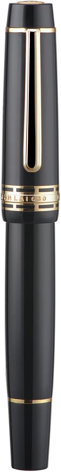 Wing Sung Junlai 630 Acrylic Fountain Pen – #8 Fine Nib, Piston Filling System, Flat Top Design, Blue-Green / Maroon / Piano Black (Fence Ink Tank, Gold Trim)