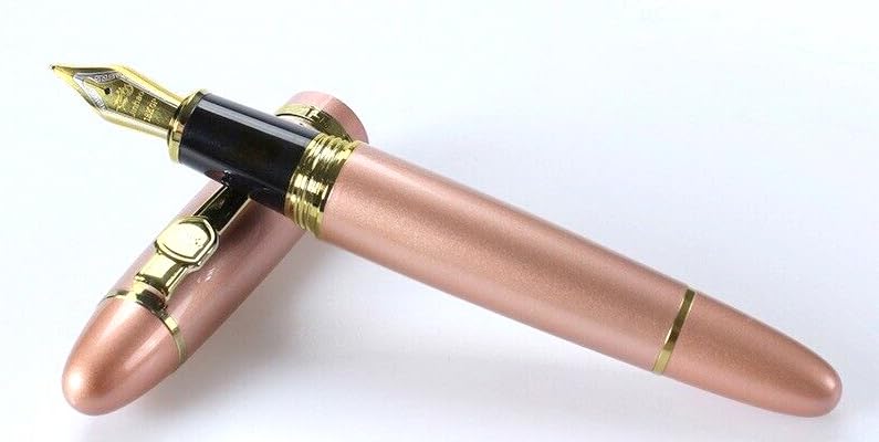 Jinhao 159 Heavyweight Signature Fountain Pen – Shiny Gold with Gold Trims, Streamlined Design, Medium Nib & Ink Converter