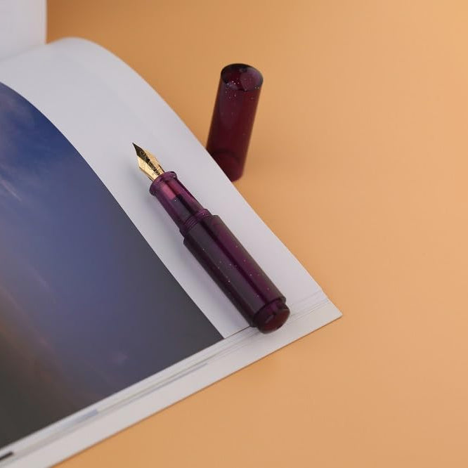 Moonman Wancai Mini Fountain Pen – Starry Purple Acrylic Pocket Pen, Extra Fine & Fine Iridium Nib, Eyedropper Filling System