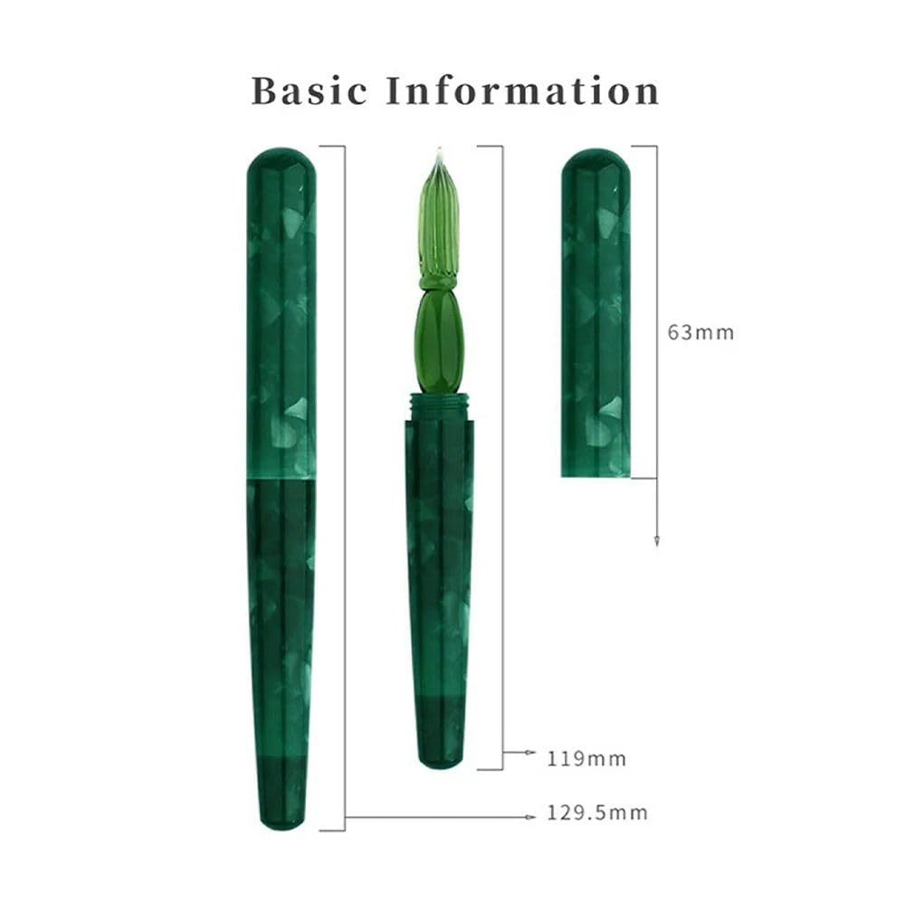Moonman N10 Glass Dip Pen – Forest Green Acrylic Body with Handcrafted Glass Nib, 0.6–0.8mm, for Writing, Calligraphy & Drawing