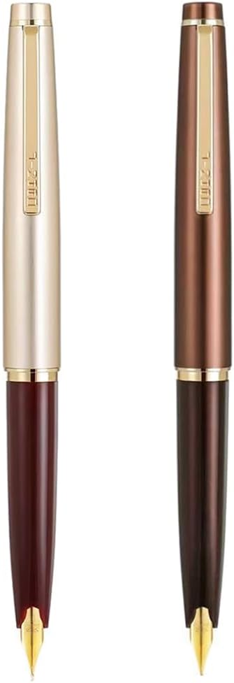 2 Pcs Jinhao 59 Mini Fountain Pen Combo – Champagne Gold & Coffee Brown
