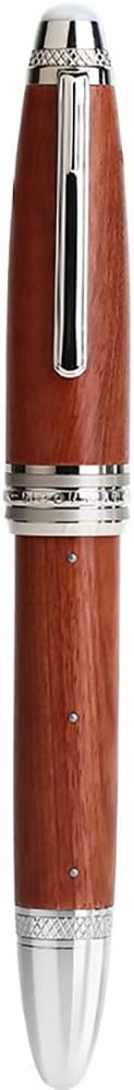 Moonman M1000 Handmade Rosewood Fountain Pen BOCK Fine Nib, Rivet Pearl Top Writing Pen Silver Clip Beautiful Writing Pen