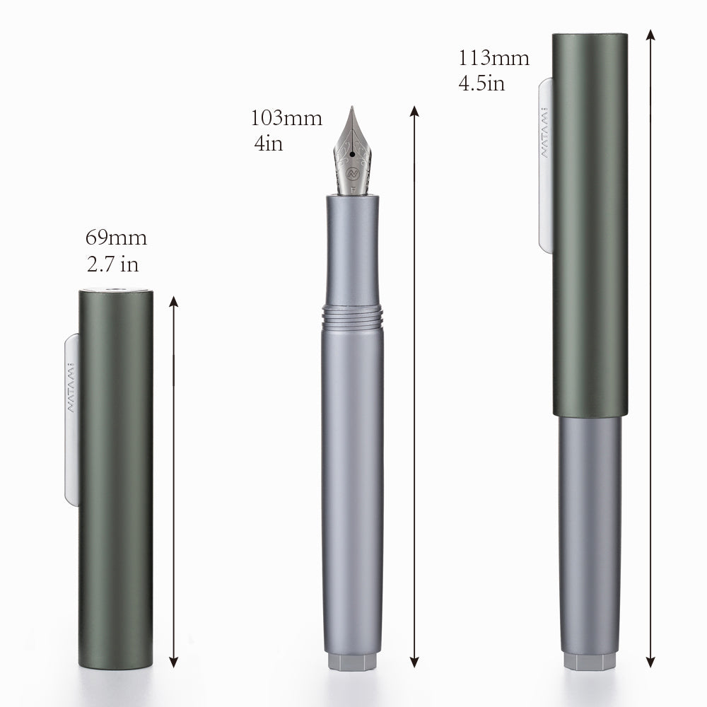 Natami PrismX Fountain Pen Fine Nib - Lightweight Aluminum Pocket EDC with Rotary Filler.