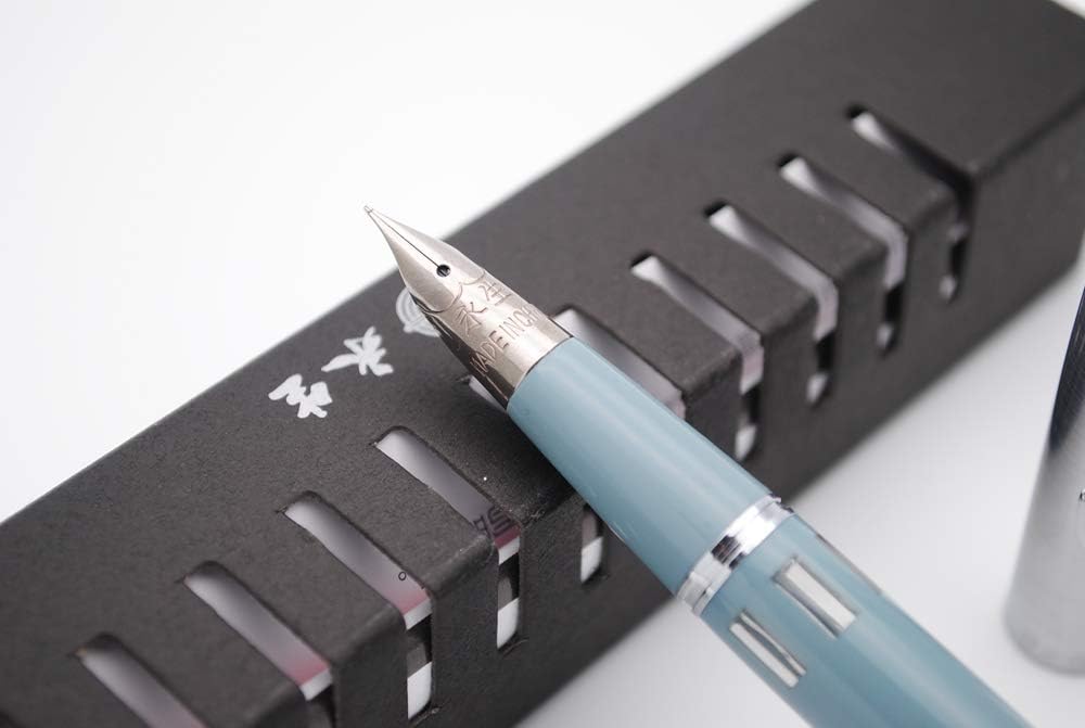 Wing Sung 601A Lake blue Vacumatic Fountain Pen – Fine 0.5mm Nib, Resin Body with Steel Cap, Push-Type, Converter & Box (No Ink)