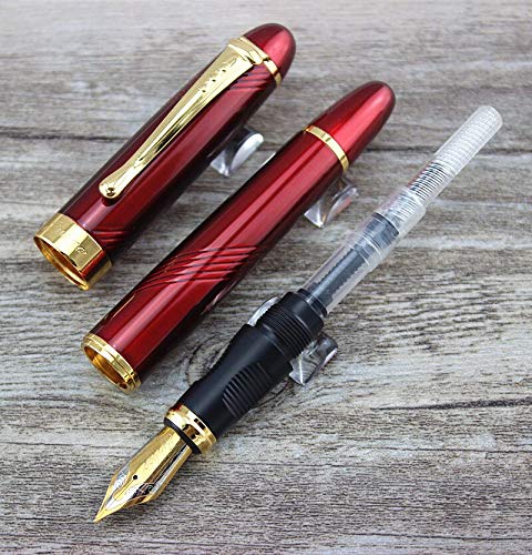 Jinhao X450 Fountain Pen – Spiral Red Color, Gold Trim, Medium Nib Options, Elegant Writing Instrument
