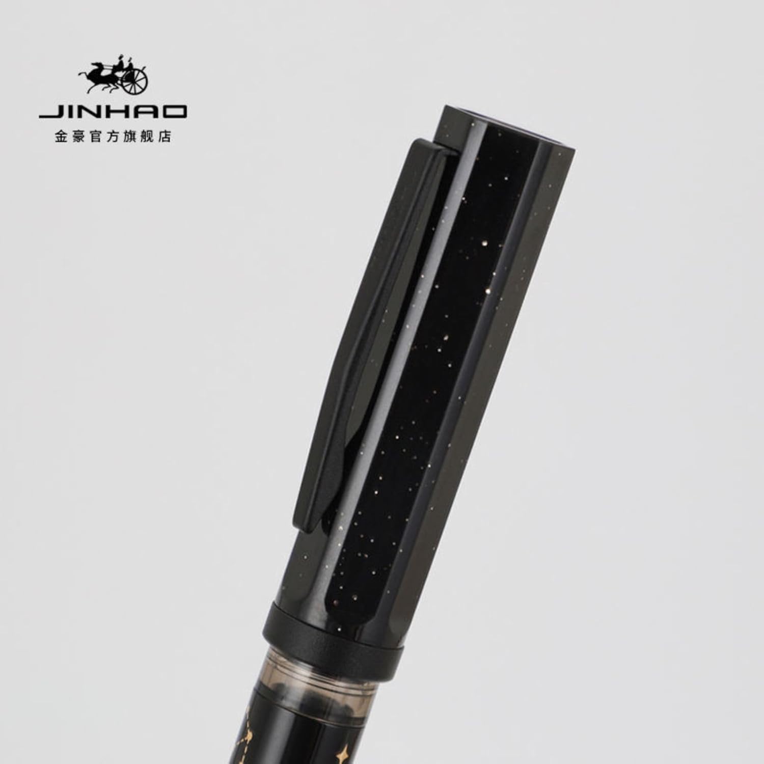 Jinhao 58A Zodiac Constellation Fountain Pen – Fine Nib (0.5mm), Black Resin Body with Ink Converter