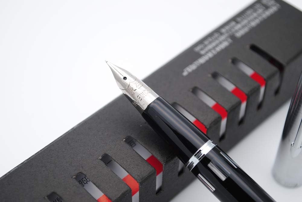 Wing Sung 601A Black Vacumatic Fountain Pen – Fine 0.5mm Nib, Resin Body with Steel Cap, Push-Type, Converter & Box (No Ink)