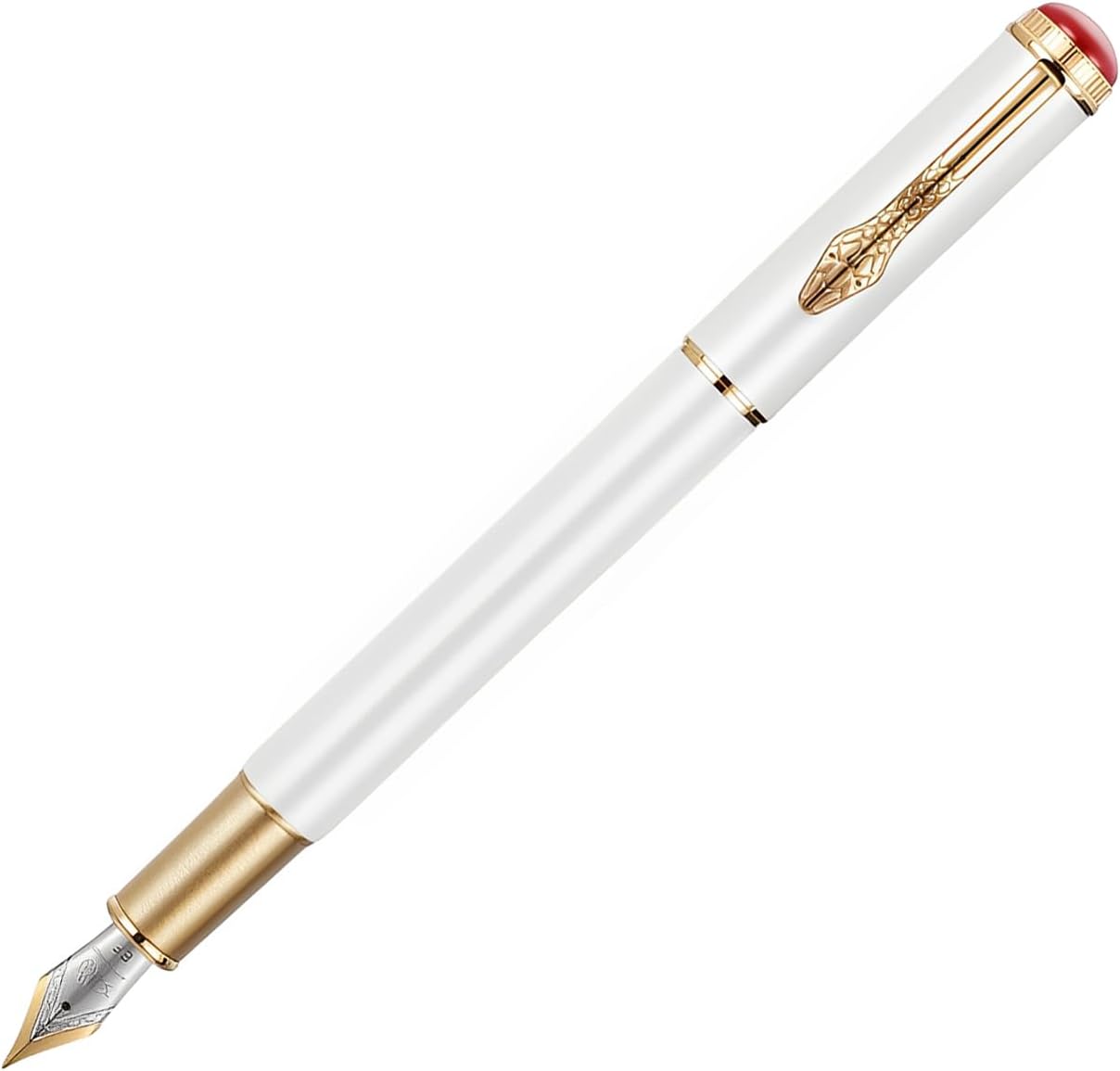 Jinhao 025 Fountain Pen Extra Fine Nib – Retro Snake Clip Design, Smooth Writing Metal Pen with Ink Converter – Calligraphy & Daily Writing Gift for Collectors & Writers