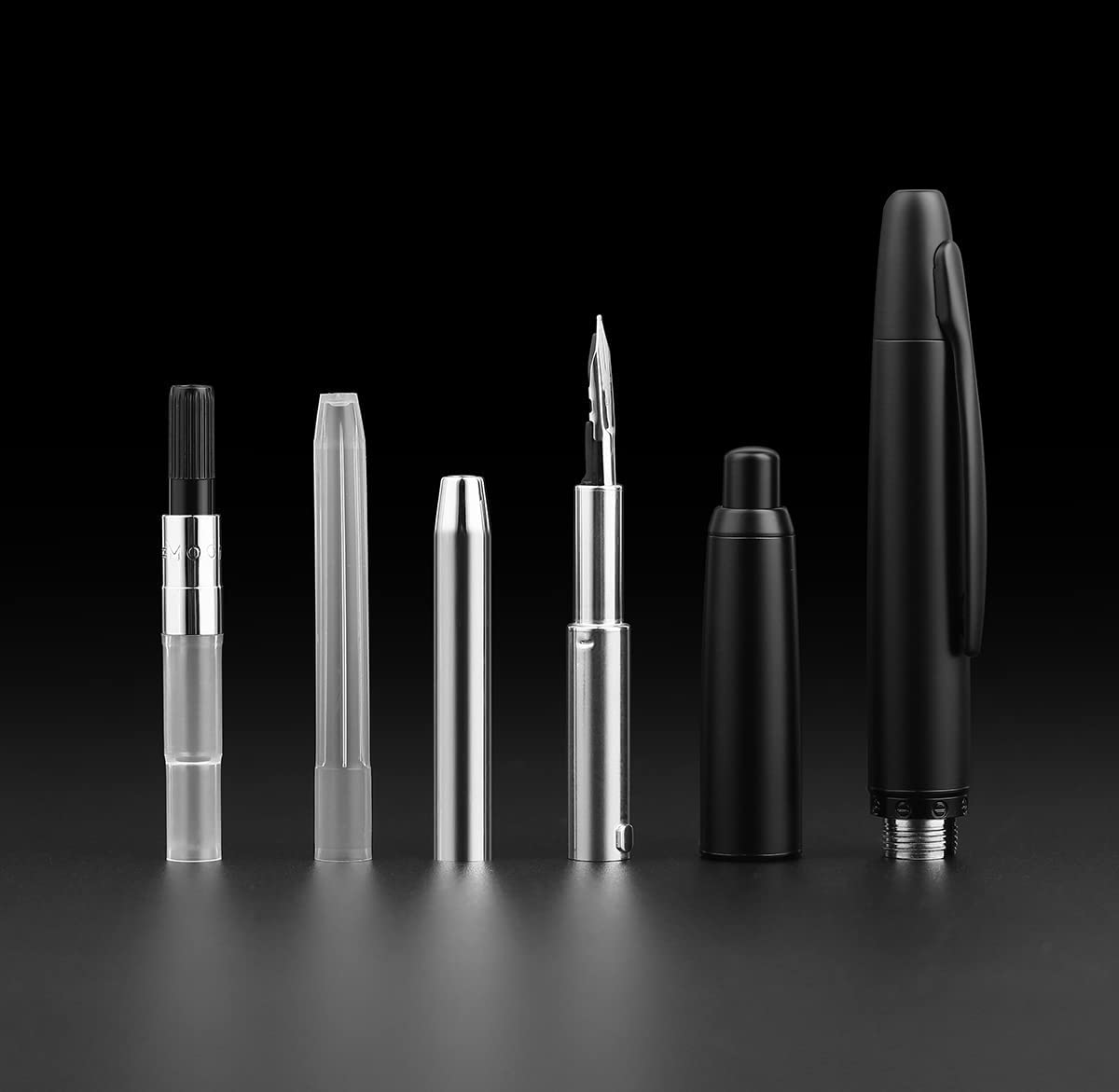 Moonman A1 Press Fountain Pen – Retractable Extra Fine Nib Metal Matte Black Ink Pen with Converter & Gift Box