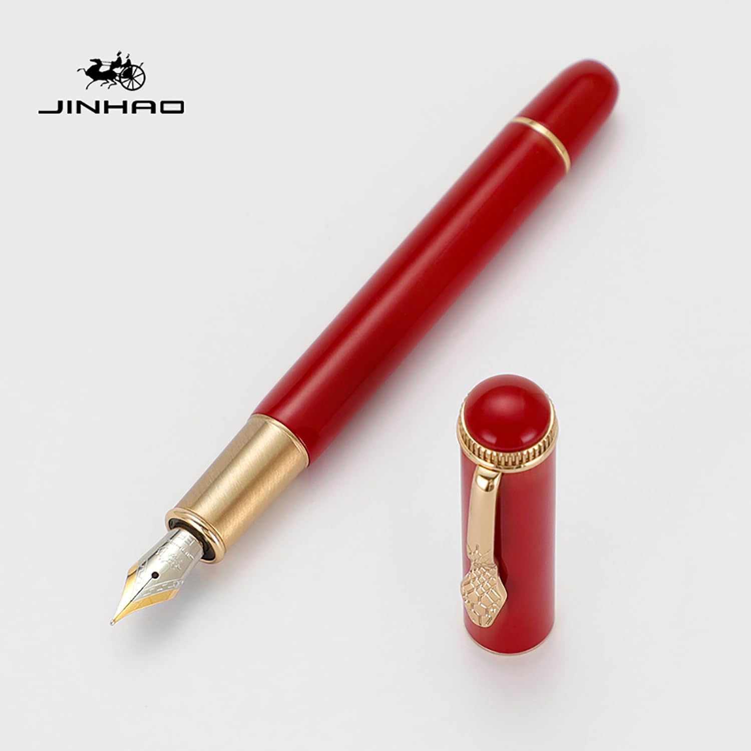 Jinhao 025 Fountain Pen Extra Fine Nib – Retro Snake Clip Design, Smooth Writing Metal Pen with Ink Converter – Calligraphy & Daily Writing Gift for Collectors & Writers