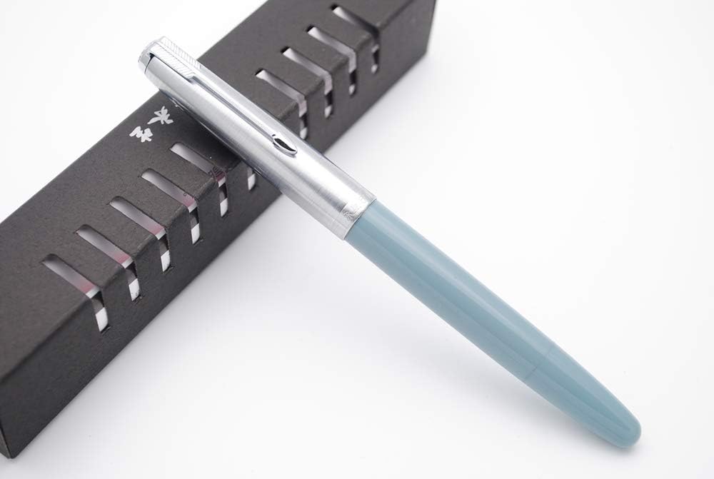 Wing Sung 601A Lake blue Vacumatic Fountain Pen – Fine 0.5mm Nib, Resin Body with Steel Cap, Push-Type, Converter & Box (No Ink)