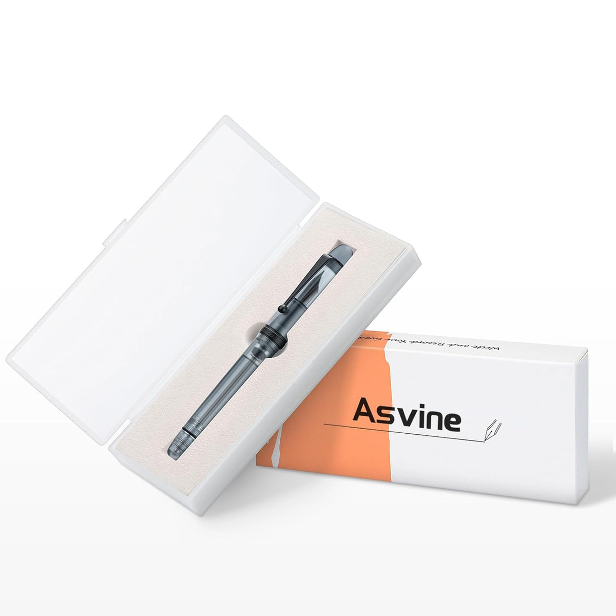Asvine V126 Matt Black Vacuum Filling Fountain Pen, Black Trim Demonstrator