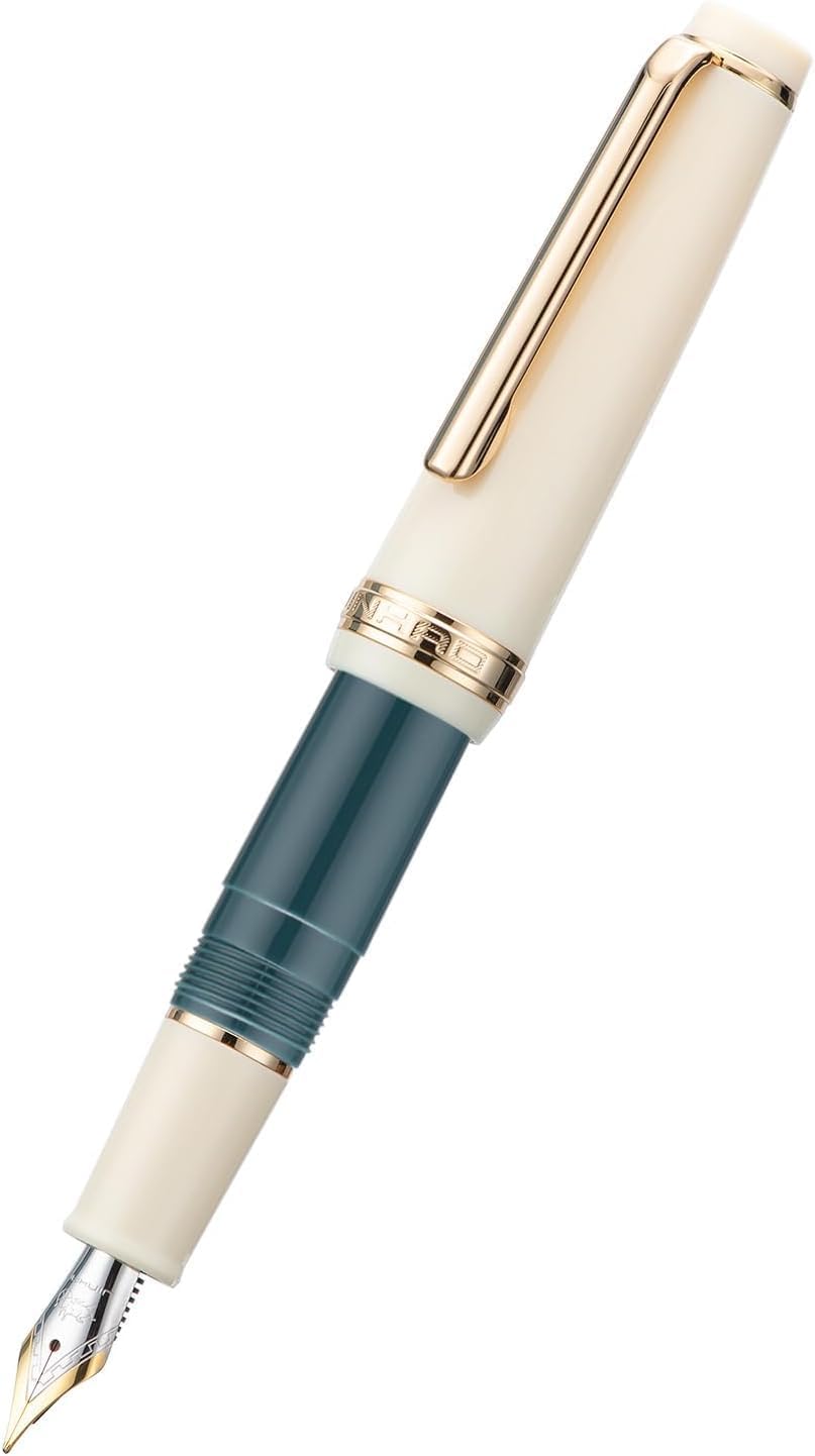 Jinhao 82 Mini Fountain Pen With Extra Fine , Smooth Writing Pocket Pen, Gold Trim, Acrylic Grey, Includes Converter