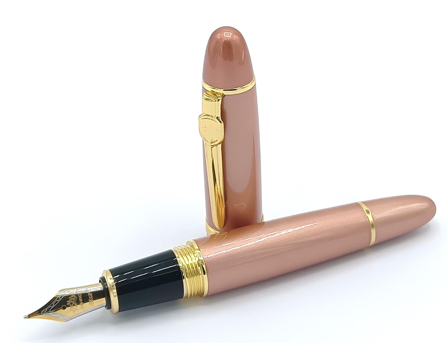 Jinhao 159 Heavyweight Signature Fountain Pen – Shiny Gold with Gold Trims, Streamlined Design, Medium Nib & Ink Converter