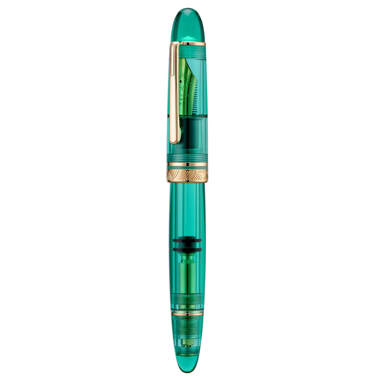 Moonman P140 Demonstrator Special Edition Fountain Pen – Transparent Green Resin, Size 8 Nib, Brass Piston Filling, Gold Trim