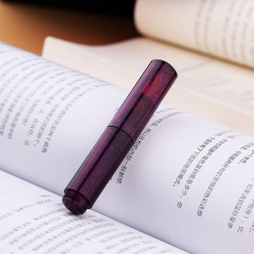 Moonman Wancai Mini Fountain Pen – Starry Purple Acrylic Pocket Pen, Extra Fine & Fine Iridium Nib, Eyedropper Filling System