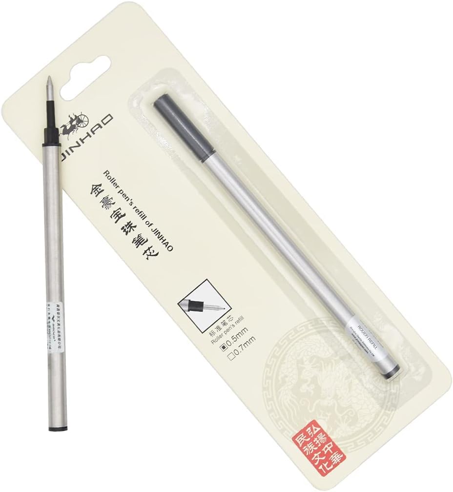 Jinhao Rollerball Pen Refills – Set of 5 Black Spiral Ink Refills (0.5mm) – Compatible with Jinhao, Baoer & Other Standard Rollerball Pens