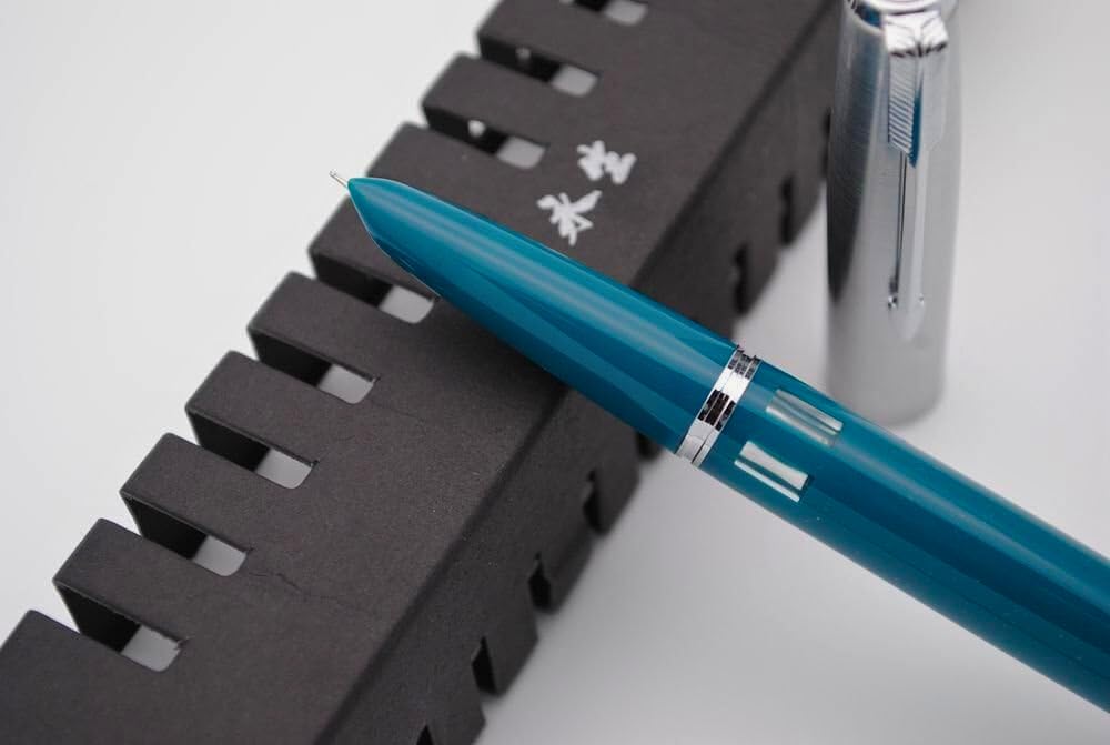 Wing Sung 601 Steel Cap Vacumatic Fountain Pen with Ink Window, Extra Fine Nib (Blue-Green)
